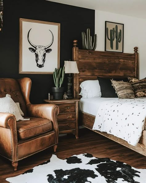 Native American Style Home, Farmhouse Gothic Bedroom, Western Couple Bedroom Ideas, Cowboy Entryway Ideas, Southwestern Room Decor, Masculine Western Bedroom, Western Home Style, Modern Western Farmhouse, Western Native American Decor