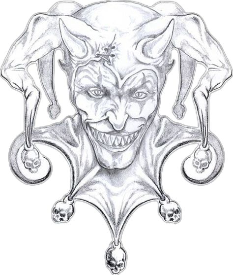 Evil Jester Tattoo, Clown Face Drawing, Jester Drawing, Scary Clown Drawing, Jester Tattoo, Image Joker, Evil Clown Tattoos, Joker Tattoo Design, Badass Drawings