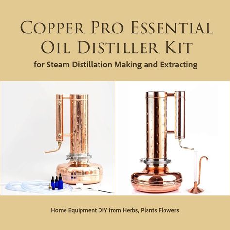 Copper Pro Essential Oil Distiller Kit for Steam Distillation Making and Extracting - Home Equipment DIY from Herbs, Plants Flowers ⭐ Elevate Your Essential Oil Crafting with Our Professional Distillation Equipment ⭐ ⭐ Ideal for Farm Owners or Small Garden Enthusiasts Aiming for Top-Quality Oils ⭐ ⭐ Unleash the Aromatic Potential: Outputs 35ml in 25 minutes (Lavender) and 45ml in 25 minutes (Rosemary) ⭐ ⭐ Prolific Hydrolates: Achieve a Remarkable 2000 ml per Hour ⭐ ✅ Dive into the Details: Material: Crafted from Premium Copper Type: Comprehensive Distillation Equipment Set Purpose: Tailored for Professional Use Boiler Volume: Generous 14 Liters Column Volume: 8.5 Liters for Optimal Efficiency Clamp: Sturdy 6 Inches for Secure Operation Oil Output: 35ml in 25 minutes (Lavender); 45ml Copper Appliances, Oil Distiller, Home Equipment, Essential Oil Distiller, Herbs Plants, Oil Making, Diy Essentials, How To Make Oil, Steam Distillation