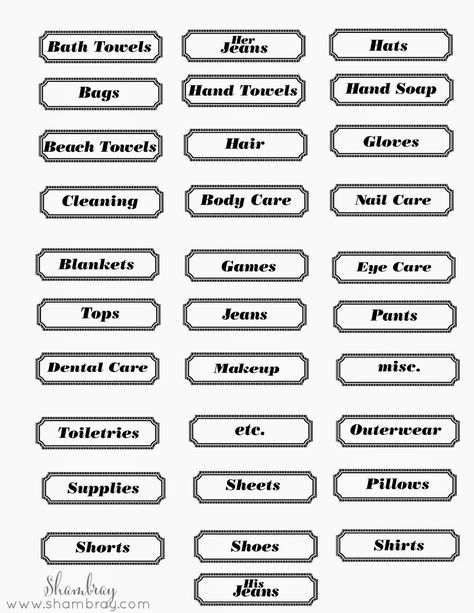 Garage Labels Organizing Ideas, Closet Labels Printable, Household Labels, Labels For Storage Bins, Labels Free Printable, Closet Labels, Inventory Printable, Labels Printables, Handmade Labels