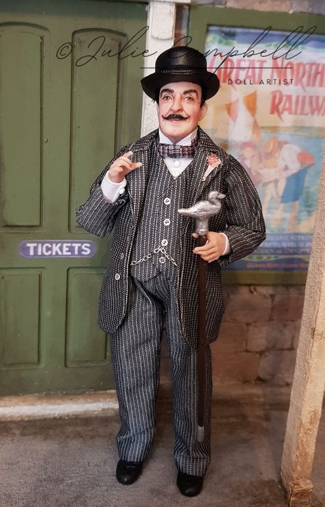 Hercule Poirot is now sold.... - Julie Campbell Doll Artist Julie Campbell, Miniature People, Hercule Poirot, Story Writer, Art Dolls Handmade, Agatha Christie, Dollhouse Dolls, Doll Crafts, Book Authors