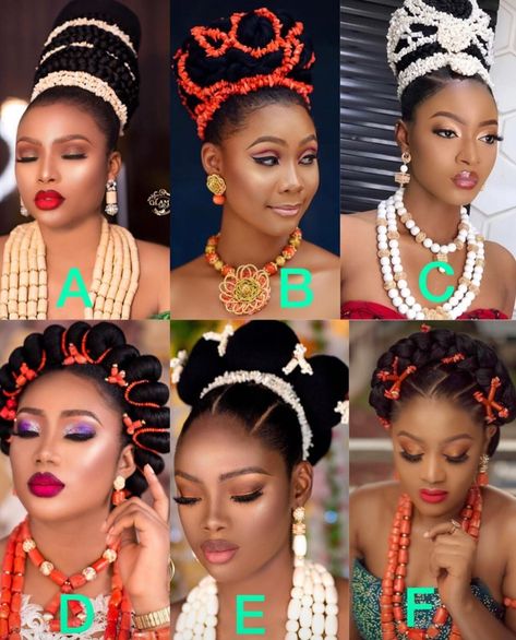 So many hairstyle options! Which one is your fave? . Hair @hairartistrybylola  . #igboweddings #igbowedding #igbo #igbobride #igboweddingsonline Igbo Queen Attire, Bridal Traditional Hairstyle, Traditional Marriage Hairstyle, Igbo Hairstyles, Nigerian Wedding Hairstyles, Igbo Bride Traditional Weddings, Nigerian Attire, Igbo Wedding Dress, Nigerian Wedding Dresses Traditional