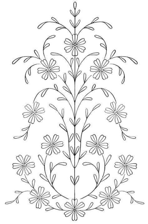 Vintage Crewel Embroidery Patterns, Folk Embroidery Patterns Floral, Hungarian Embroidery Pattern, Crewel Embroidery Patterns, Vintage Embroidery Patterns, Embroidery Patterns Ideas, Hungarian Embroidery, Chain Stitch Embroidery, Ideas Embroidery