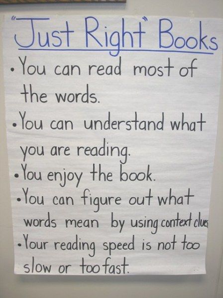 Just Right Books Chart Just Right Book Anchor Chart, Reading Workshop Anchor Charts, Good Fit Books, Reading Strategies Anchor Charts, Just Right Books, Kindergarten Anchor Charts, Classroom Charts, Classroom Anchor Charts, Reading Anchor Charts