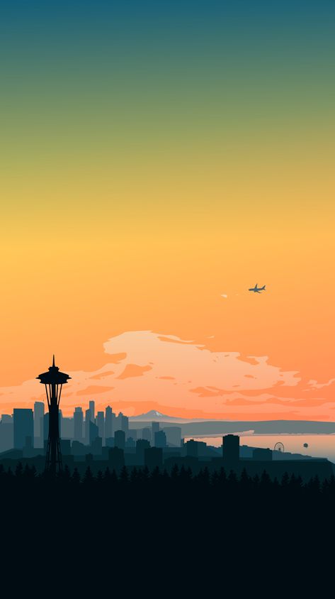 Seattle Wallpaper, Top Widgets, Grey's Anatomy Wallpaper Iphone, Seattle Photography, City Silhouette, Seattle Art, Homescreen Layout, Ios Wallpapers, Smartphone Wallpaper