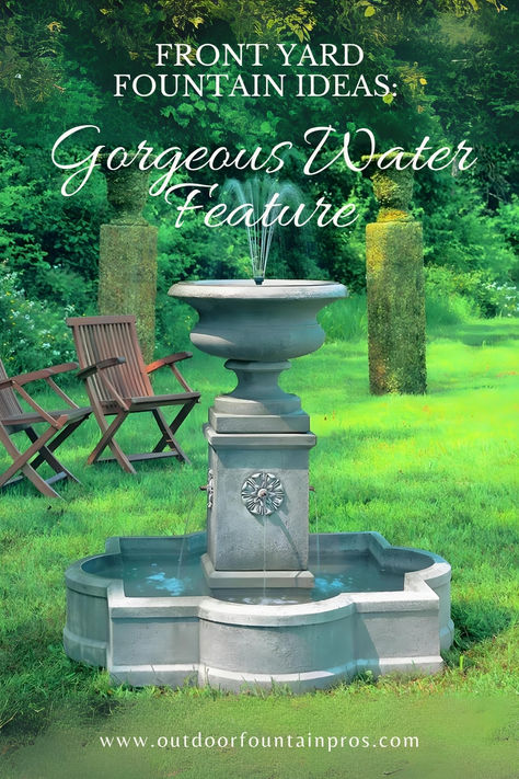 Outdoor Fountain Tips;

Garden Design;

Garden Fountain;

Front Yard Fountain Yard Fountain Ideas, Front Yard Fountain Ideas, Front Yard Fountain, Yard Fountain, Fountain Ideas, Landscaping Front Yard, Fountain Design, Front Entrance, Front Entrances