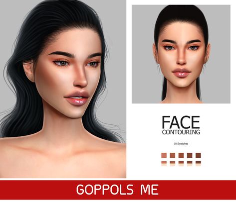 GPME Face Contouring • 10 Swatches • Download • HQ mod compatible • Access to Exclusive GOPPOLSME Patreon only • ( PAYPAL ) Donate for support me ❤ • Thank for support me ❤ • Thanks for all CC creators ❤ • Hope you like it . • Please don’t re-upload Sims 4 Mac, Sims Fashion, Cc Makeup, Alpha Cc, The Sims 4 Skin, Makeup Cc, Hair Male, Sims 5, Sims 4 Cc Makeup