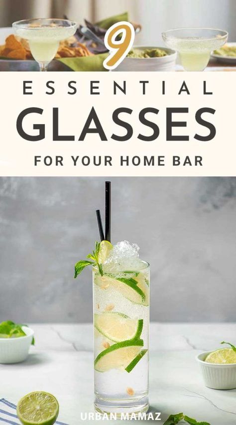 Setting Up A Bar At Home, Common Bar Drinks To Order, Common Drinks To Order At A Bar, Drink Glasses Types Of, Types Of Alcohol Glasses, Types Of Bar Glasses, Grandma Recipes, Home Bar Essentials, Yummy Cocktails