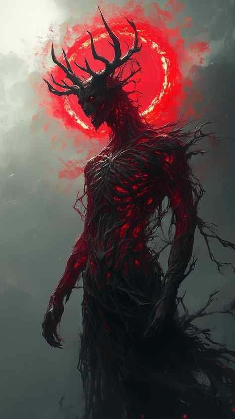 🩸 The Awakening of the Scarlet King 🩸In the abyss where light merges with shadows, he rises. The Scarlet King, an entity born of chaos, adorned with twisted branches and veins pulsing with crimson energy. A symbol of terror and power, his presence consumes the very essence of fear. 🌑✨Can you feel the darkness approaching?#DigitalArt #Demons #DarkArt #DarkFantasy #HorrorArt #ScarletKing #FantasyArt Shadow Entity Art, Abyss Monster, Monster Art Drawing, Chaos King, Shadow God, Monster Transformation, Dark Entity, Scarlet King, Demon Creature