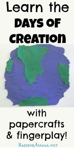 Learn the Days of Creation with Papercrafts & Fingerplay - a family favorite! | RaisingArrows.net Mfw Kindergarten, Bible Crafts Preschool, Creation Activities, Kids Church Activities, 7 Days Of Creation, Raising Arrows, Preschool Bible Lessons, Unit Studies Homeschool, Creation Science