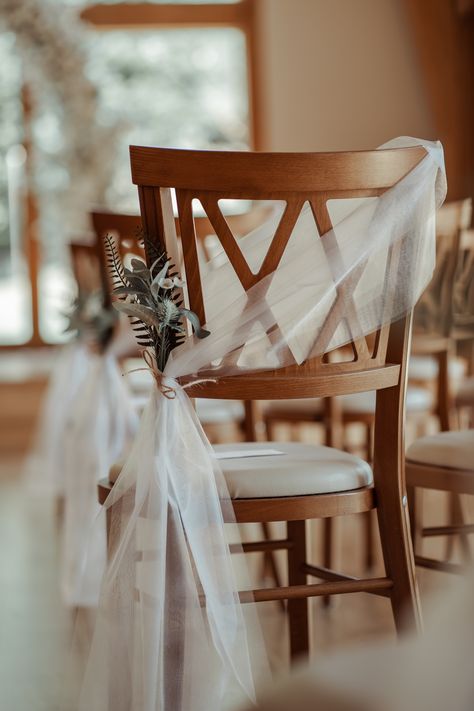 White Sash Wedding Chair Decor with Foliage Tie Chair Backs Wedding, Dress Up Chairs For Wedding, Mr Mrs Chairs Wedding, Wedding Couple Chair Decoration, Rustic Wedding Chairs, Chair Back Decor, White Chair Sash Wedding, Cheap Wedding Chair Decor, Bow Aisle Decor