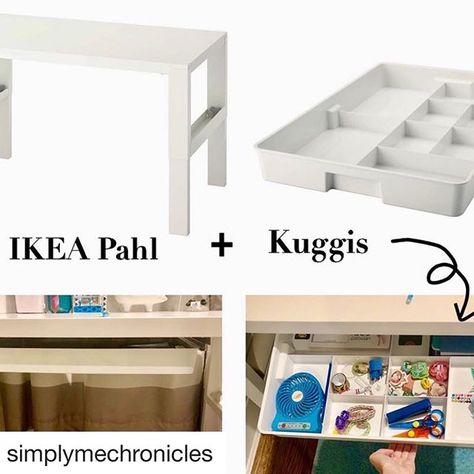 @simplymechronicles finally discovered a way to use the large Kuggis tray. She used a bracket found in the IKEA kitchen section and essentially built a drawer for her son’s Pahl desk. Super easy and effective. . . . #ikea #ikeahacks #ikeapåhl #ikeakuggis #ikeaideas #ikealovers #ikeahackers Escritorio Pahl Ikea, Bureau Pahl Ikea, Pahl Desk Ikea, Ikea Kuggis Storage Ideas, Kuggis Ikea Storage Ideas, Ikea Pahl Desk Hack, Ikea Pahl Desk, Pahl Desk, Pahl Ikea