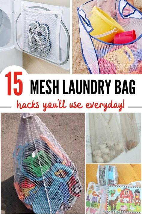 15 genius mesh laundry bag ideas for cleaning and organizing that you'll wish you had known sooner. Grab them and start using these mesh laundry bag tips today. Laundry Bag Ideas, Sick Kids Remedies, Laundry Tricks, Pool Toy Storage, Baby Bottle Storage, Bathtub Storage, Storing Breastmilk, Bathroom Toys, Cleaning Organization