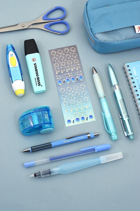 If your favorite color is blue check out all of the blue stationery available at JetPens.com! Blue Stationary Aesthetic, All Blue School Supplies, Blue Aesthetic School Supplies, Blue Aesthetic Stationary, Blue School Aesthetic, Romatizing School, Blue School Supplies, Cute Blue Stationery For Back To School, Blue Educational Stationery For School