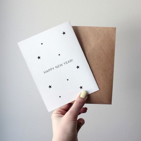 Happy New Year Card Happy New Year Minimalist, Happy New Year Card, Happy New Year Cards, New Year Card, Montreal Canada, Brown Kraft, Christmas Greeting Cards, Holiday Card, Kraft Envelopes