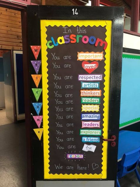 We love this inspirational classroom door! Download our 'When You Enter this Classroom Display Pack' to welcome students in a positive and inspirational way!   #classroomdoor #classroom #classroomideas #inspirational #teacher #teacherinspiration #teaching #teachingideas #teachingassistant #twinkl #twinklresources Classroom Door Displays, Classroom Welcome, Sped Classroom, Class Displays, Welcome Students, School Doors, School Displays, Classroom Display, Door Displays