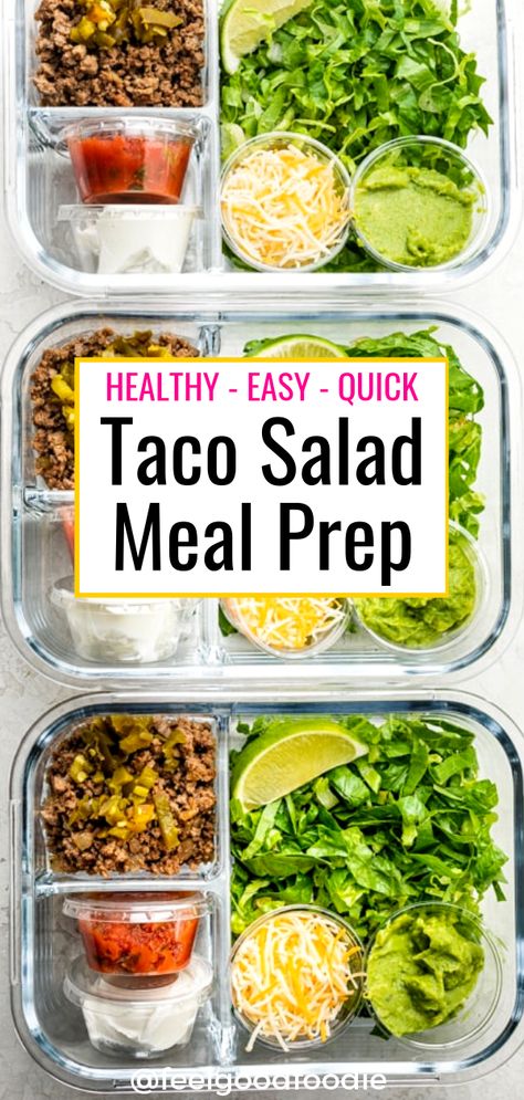 Any day can be taco day with this easy convenient taco salad meal prep idea! I use #ortegataco Mexican food products to make prep easier - from the Taco Seasoning with 40% less sodium, to the smooth and thick Original Taco Sauce and finally to the bold and creamy Flavor Craver Taco Ranch Taco Sauce to bring it all together. Prep it for work/school, and enjoy taco day any day anywhere! #ad #tacosalad #tacotuesday #mealprepideas Taco Lunch Meal Prep, Meal Prep For The Week Taco Bowl, Taco Salad Lunch Prep, Healthy Taco Salad Meal Prep, Chicken Taco Salad Meal Prep, Meal Prep Taco Salad, Taco Salad Meal Prep, Taco Salad Jar Meal Prep, Taco Beef