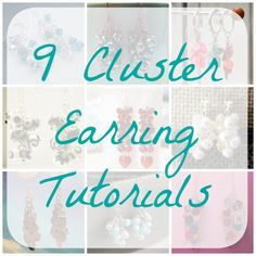 9 Cluster Earring Tutorials Free Beaded Earring Patterns, How To Make Seed Bead Earrings, Homemade Earrings Ideas, Cluster Earrings Tutorial, Jewellery Making Tutorials, Free Jewelry Making Projects, Diy Earrings Tutorial, Diy Earrings Dangle, Leather Bracelet Tutorial