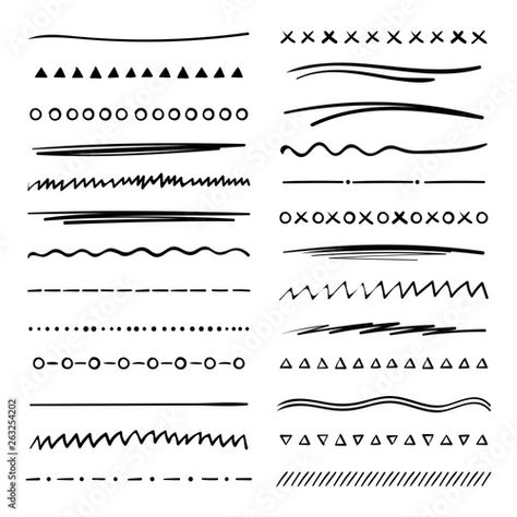 Stock Image: Handmade collection set of underline strokes in marker brush doodle style. Various Shapes. Vector graphic design Underline Design, Arrow Doodle, Doodle Illustrations, Automatic Drawing, Handmade Bookmarks Diy, Shapes Vector, Cool Doodles, Pretty Fonts, Page Borders Design