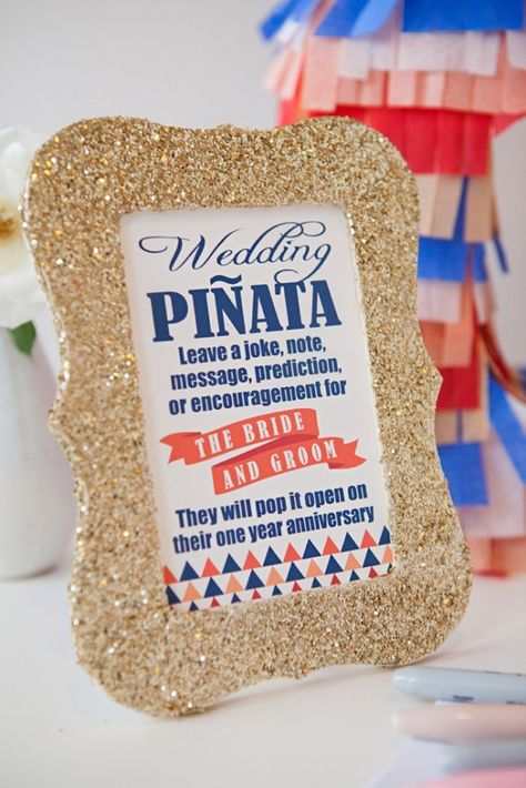 DIY Wedding // How to make a unique piñata guest book! Fiesta Wedding Shower, Wedding Pinata, Mexican Bridal Showers, Diy Guest Book, Fiesta Shower, Mexican Themed Weddings, Fiesta Bridal Shower, Couple Wedding Shower, Fiesta Wedding