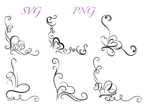 Swirl Border, Png Wedding, Heart Font, Flourish Design, Mommy Tattoos, Wedding Svg, Line Artwork, Hand Lettering Art, Ornament Design