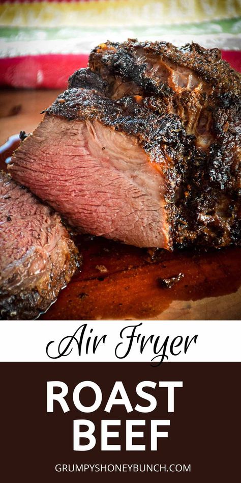 Making a beef roast in the air fryer is one of the best ways to make a tender roast cut. The herb crust is rubbed on the beef with a hot sear and in much less time than it takes in the oven, you have a perfectly cooked roast beef with a crispy herbed crust! Get this air fryer recipe and more at Grumpy's Honeybunch website. Holiday Prime Rib Roast, Air Fryer Keto Recipes, Air Fryer Roast Beef, Easy Roast Beef Recipe, Easy Roast Beef, Air Fryer Recipes Beef, Air Fryer Keto, Air Fryer Roast, Roast Beef Recipe