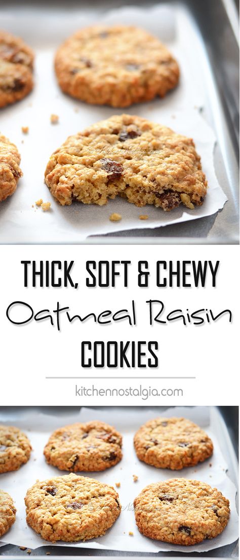 Soft Oatmeal Raisin Cookies, Chewy Oatmeal Raisin Cookies, Big Cookies, Make Oatmeal, Oatmeal Raisin Cookies Chewy, Big Cookie, Desserts Vegan, Oatmeal Raisin Cookies, Raisin Cookies