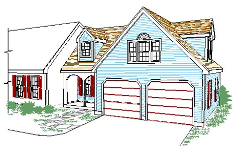 Cape style Garage and entry addition with Master BR suite over ... Addition Over Garage, Garage Mirror, Garage Addition Ideas, Ranch Addition, House Expansion, Garage Additions, Barn Office, Cape Cod House Plans, House Additions