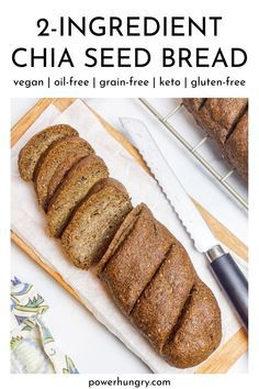 Chia Seed Bread, Chia Bread, Flourless Bread, Grain Free Bread, Two Ingredient, Wfpb Recipes, Seed Bread, Bread Easy, Healthy Bread