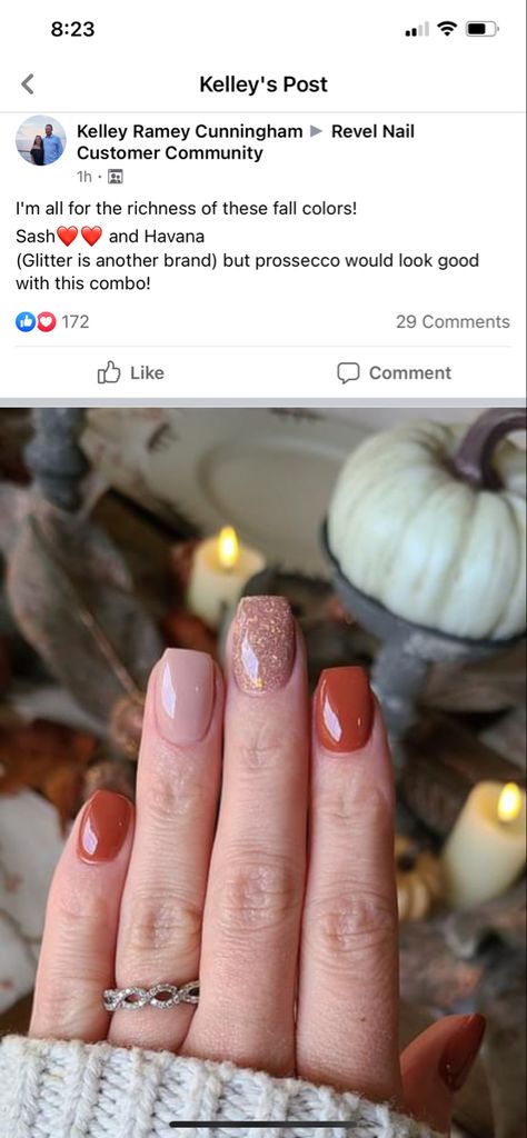 Gel Fall Nail Colors, Fall Nails Simple Short Square, Fall Nails Tip Design, Nexgen Nails Ideas Fall, November Nail Art Short Nails, Fall Anc Nail, Cute Thanksgiving Nails Short, Short Fall Square Nails, Thanksgiving Shellac Nails