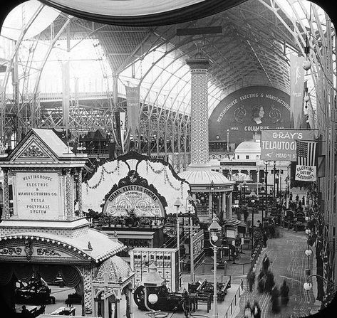 Chicago World's Fair 1893: World's Columbian Exposition, Interior of Electricity Building. #1893 World's Columbian Exposition Columbian Exposition 1893, World's Columbian Exposition, Wilde Westen, Chicago History, Egyptian Pyramids, Worlds Fair, My Kind Of Town, Thomas Edison, Chicago City