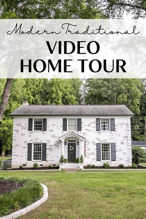 Traditional To Modern Makeover, Renovated Colonial Homes, Home Tours Traditional, Colonial House Remodel, Small Colonial House, Colonial Revival Interior, Brick Colonial House, Modern Colonial House, Colonial Remodel