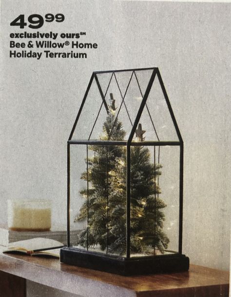 Bed Bath & Beyond Christmas tree terrarium. Design Studio D2 - Decor. Glass House Christmas Decor, Terrarium Christmas Ideas, Christmas Terrariums, Black Glass Christmas Tree, Mini Christmas Terrariums, Glass Terrarium Christmas Ideas, Glass Terrarium Ornaments, Kirklands Christmas, Scandinavian Rustic