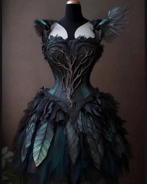 Dark Fairy Queen Costume, Dark Fae Outfits, Dark Fairy Wedding Dress, Dark Fae Cosplay, Creepy Fairy Costume, Dark Fae Wedding, Tithe Holly Black, Dark Fairy Costume Halloween, Dark Fairy Aesthetic Clothes