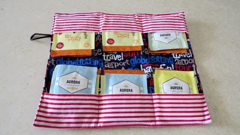 Diy Tea Wallet, Tea Bag Wallet, Diy Tea Bags, Bag Holder Pattern, Sewing Christmas Gifts, Sewing Patterns Free Women, Tea Bag Organizer, Tea Holder, Wallet Tutorial