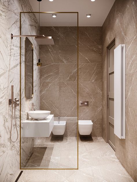 Marble on Behance Beige Luxury Bathroom, Bathroom Interior Marble, Small Marble Bathroom, Marble Washroom, Beige Marble Bathroom, Washroom Designs, Modern Beige Bathroom, Bathroom Wall Coverings, Washroom Tiles