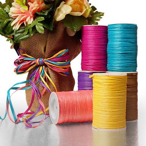 Colored Matte Raffia Ribbon Azalea Color, Craft Wreath, Raffia Ribbon, Knit Projects, Doo Doo, Craft Packaging, Paper Supplies, Paper Ribbon, Holiday Gift Wrap