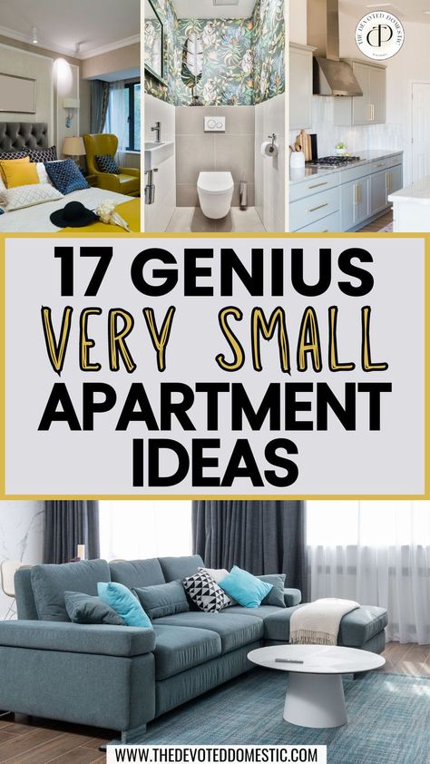 Make a small apartment interior design look INSTANTLY brighter & more spacious with the help of 17 genius very small apartment ideas! These small apartment will change the functionality and the aesthetics of your WHOLE apartment! Tiny Loft Apartment Small Space Living, Small Apartment Functional Decor, Ny Small Apartment Interior, Small Apartment Mood Board, Small City Apartment Decor, Decorating An Apartment On A Budget, Rental Living Room Decor, Small High Rise Apartment Decor, Small Apartments Ideas