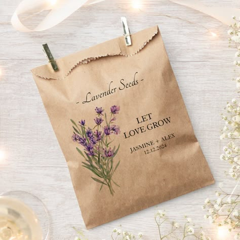 Let Love Grow Lavender Seed Wedding Favor Seed Packs For Wedding Favors, Wedding Plant Gift, Lavender Party Favors, Lavender Bridal Shower Ideas, Let Love Grow Wedding Favors, Seeds Wedding Favor, Seed Favors Wedding, Wedding Seed Packet Favors, Wildflower Seed Favors