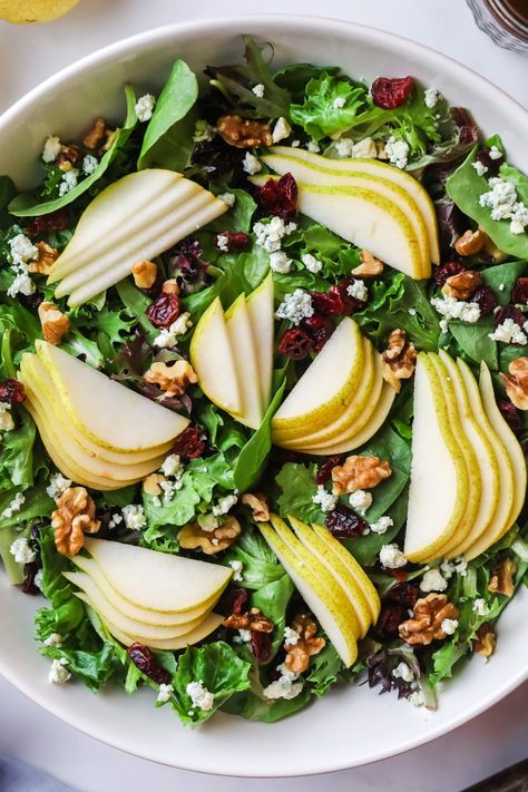 Pear Salad. Winter Salad With Pears, Salad With Pears And Cranberries, Pear Walnut And Blue Cheese Salad, Pear Salad With Blue Cheese, Fall Pear Salad, Pear Cranberry Salad, Winter Pear Salad, Pear Salads, Pear Walnut Salad