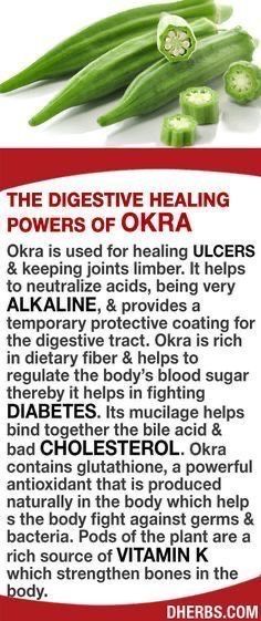 Bad Cholesterol, Digestive Tract, Healing Food, Vitamin K, Food Facts, Okra, Dietary Fiber, Natural Medicine, Health Remedies