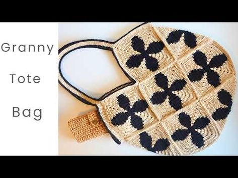 (13) Flower Granny Square Tote Bag :Easy Crochet Tutorial - YouTube Granny Square Tote Bag, Granny Square Tote, Flower Granny Square, Crochet Crop Top, Crochet Chart, Learn To Crochet, Crochet Tutorial, Easy Crochet, Granny Square