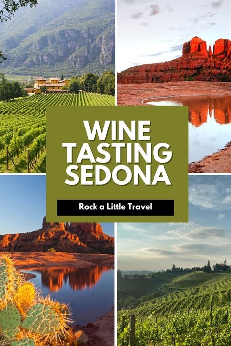 Images of Sedona's iconic red rock formations and vineyards. Sedona Arizona Wineries, Sedona Food, Sedona Wineries, Arizona Wineries, Sedona Spa, Sedona Travel Guide, Arizona Hikes, Sedona Arizona Travel, Phoenix Travel