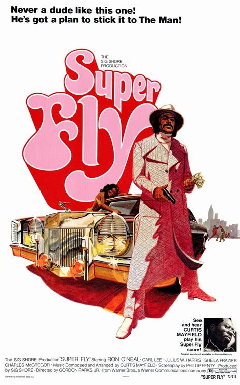 The Vintage Machine: Super Fly (1972) 1970s Movies, Blaxploitation Film, Black Movies, Black Cinema, Tufting Ideas, 70s Art, Stay Groovy, Gordon Parks, Super Fly