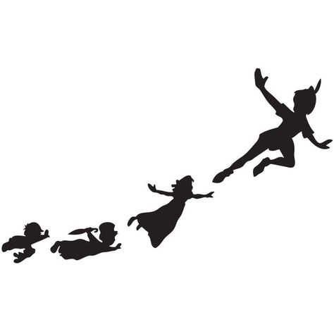 Peter Pan Tattoos, Peter Pan Flying, Silhouettes Disney, Peter Pan Silhouette, Peter Pan Tattoo, Peter Pan Party, Disney Sleeve, Disney Silhouettes, Images Disney