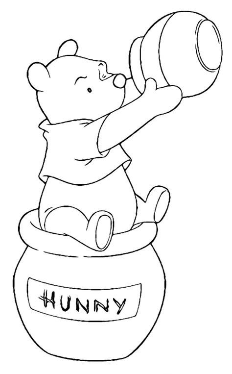 Pooh Bear Honey Pot Drawing, Winnie The Pooh Cartoon Drawing, Winnie The Pooh Stencils, September Holiday, Cricut Keychains, Winnie The Pooh Tattoos, Cartoon Tattoo Ideas, Etching Diy, Winnie The Pooh Drawing