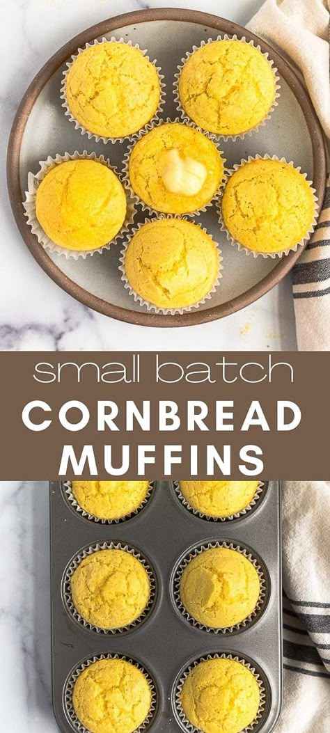 Cornbread Small Batch, Small Batch Cornbread Muffins, Cornbread For 2, Small Cornbread Recipe, Cornbread For One, Small Batch Fall Desserts, Small Batch Appetizers, Small Batch Cornbread Recipe, Cornbread Recipe For Two