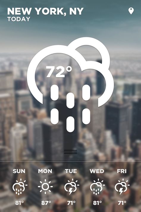 Morning Rain - iOS Weather App by Roberto Nickson, via Behance Web Design Mobile, Weather App, Morning Rain, Poster Inspiration, Graphic Design Collection, Gui Design, Mobile Web Design, Mobile Ui Design, Divine Design