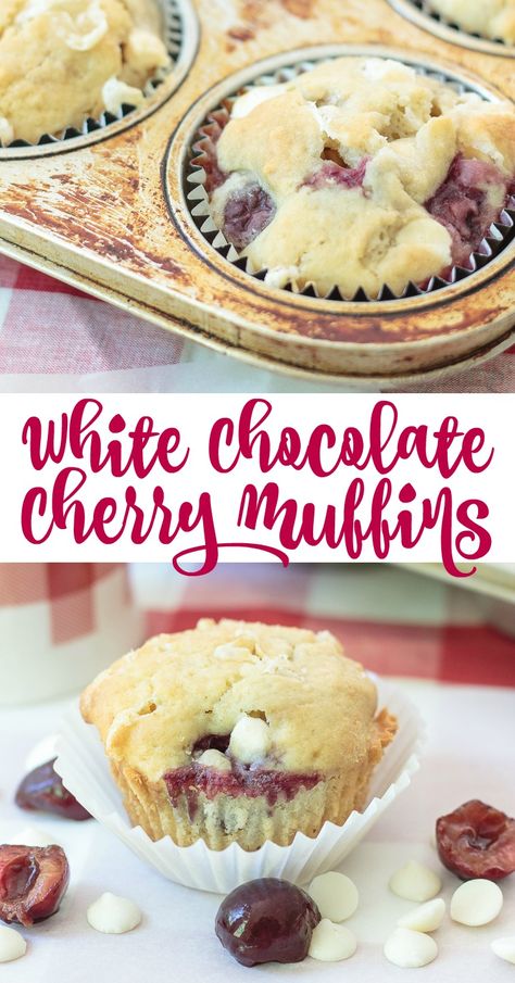 Chocolate Cherry Muffins, Cherry Muffin, White Chocolate Cherry, Cherry Muffins, Cherry Recipes, Fresh Cherries, Muffin Recipe, Chocolate Muffins, Chocolate Cherry