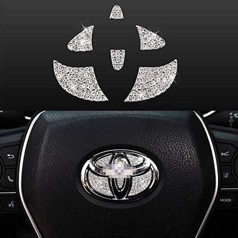 Rav4 Accessories, Diamond Sticker, Toyota Accessories, Diy Bling, Bling Car, Wheel Logo, Toyota Logo, Car Steering Wheel Cover, Car Steering Wheel